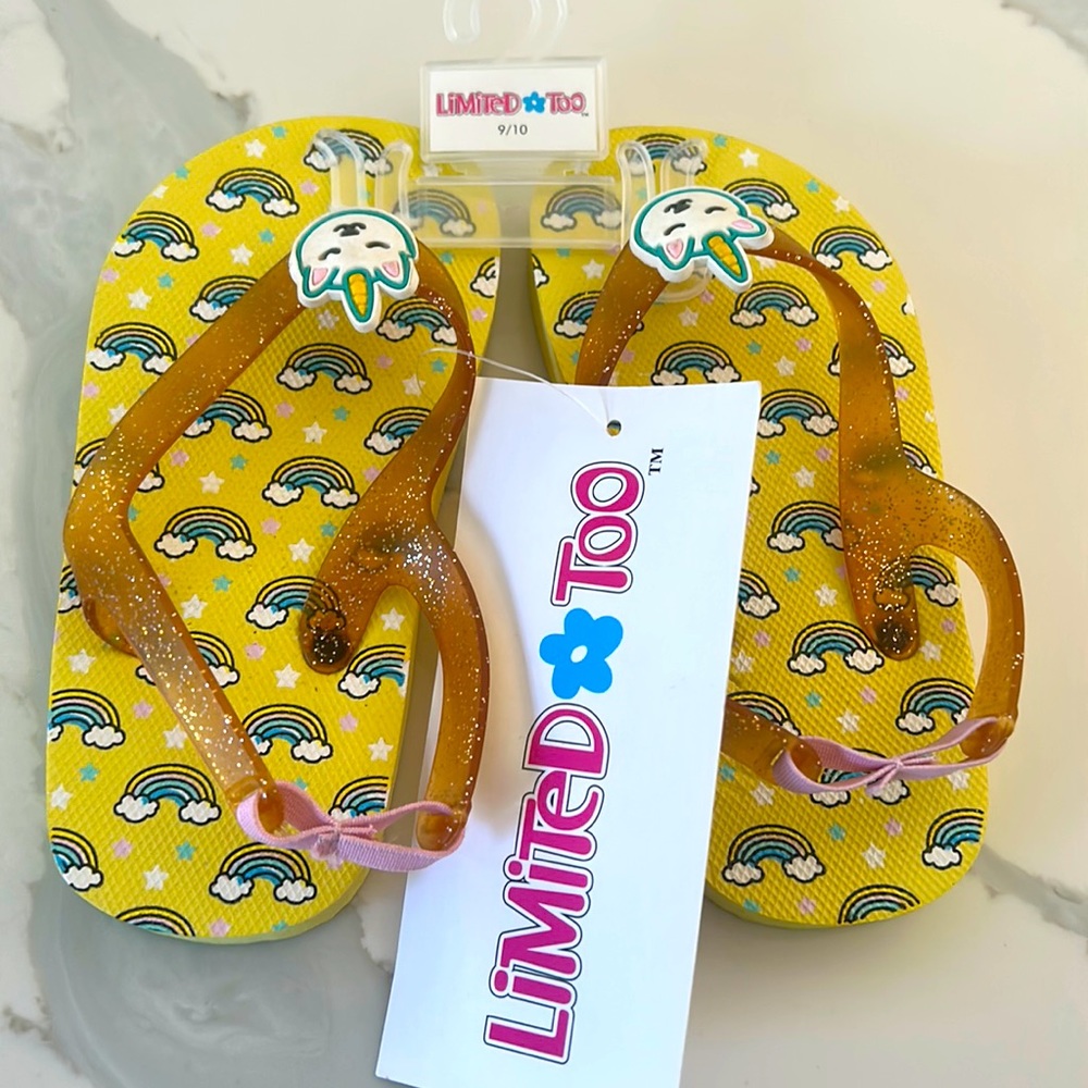 NWT Limited Too girls Unicorn flip flops
